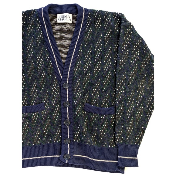 Prima Maglia Other - Prima Maglia Vintage Wool Blend Cardigan Sweater Mens Medium Blue Green USA Made